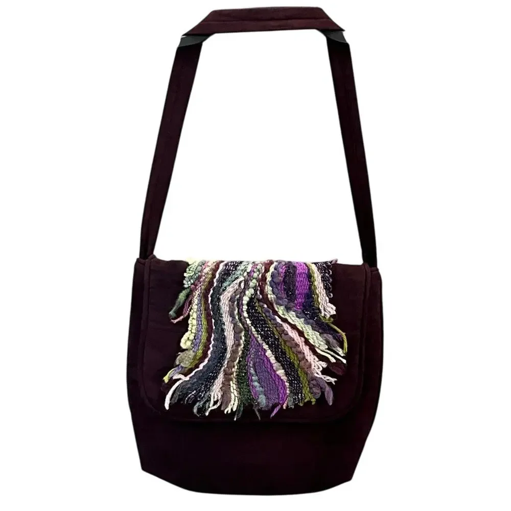 Only One SA Handbag Purple Multicolor Crossbody Satchel Boho Purse Bag